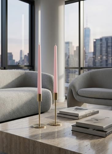 12PK 10" Classic Taper Candles, Pale Pink, 7-8 Hours Long Burning, Unscented Tall Candlesticks - color: Pale Pink, size: 12PK