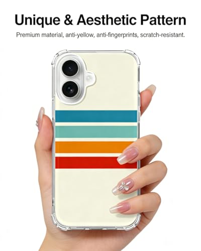 Retro 70s Stripes Phone Case Compatible with iPhone 17, Vintage Aesthetic Color Palette Rainbow Phone Cover for iPhone 17 - color: 70s Stripes