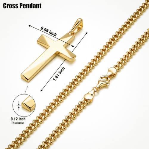 Gold Cross Necklace for Men Gold Cross Necklace for Men Cross Pendant - color: 24 inches