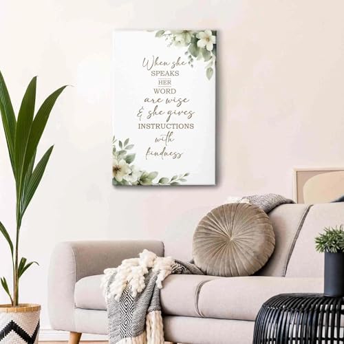 HIWX Christian Wall Decor, Sage Green Botanical Bible Verses Framed Canvas Painting Wall Art Decor, Religious Scripture Wall Art Home Decoration for Bedroom Living Room Church Office, 16x24 - color: Medium Inspirational, size: 24"L x 16"W