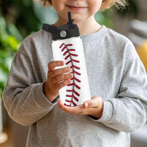 Baseball Gifts for Baseball Lovers Players, 16 oz Water Bottle with Straw - color: Baseball