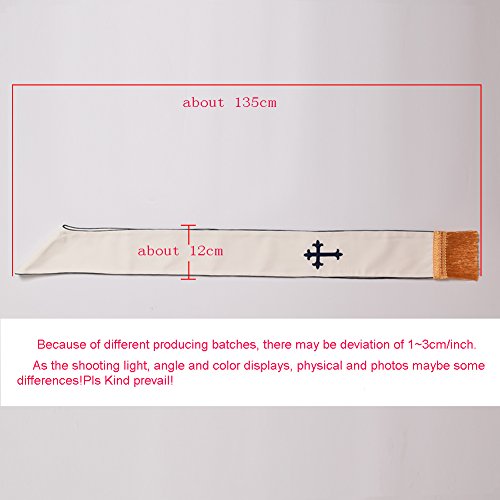 BLESSUME 1PC Clergy Mass Stole Cross Embroidered Wedding Stole - color: White/Blue