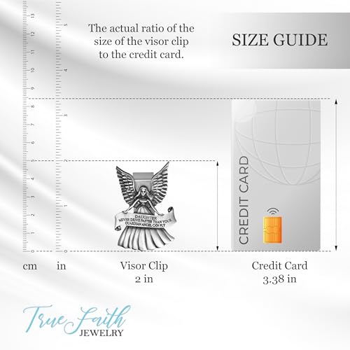 True Faith Jewelry Never Drive Faster Than Your Guardian Angel Can Fly Daughter Visor Clip, Great New Driver Gifts from Mom and Dad, Fine Pewter (92% Tin) - size: Daughter 3