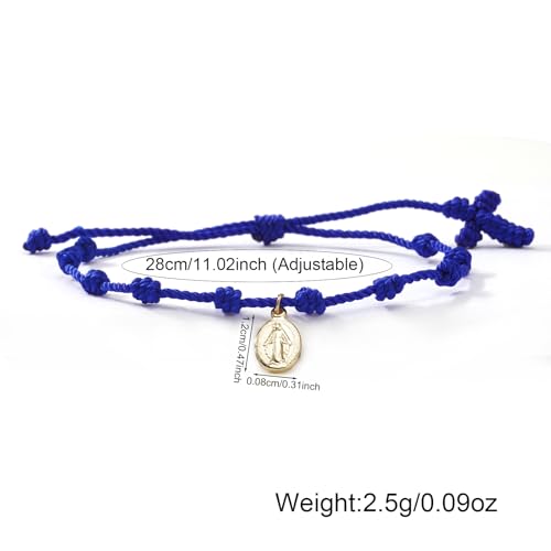 10 Knots Lucky Protection Rope Cross Bracelet For Women Men, Handmade Good Jesus Pendant Charm Amulet Adjustable Christian Pulsera Decenario String Jewelry, Daily Friendship Gift - color: Jesus Blue