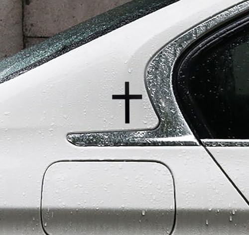 Metal Jesus Christ Cross Badge Stickers, 3D Three-Dimensional Metal Sticker, Cross Car Logo Sticker, Motorcycle Car Modified Tail Exquisite Emblem Stickers Decorative,Timeless Faith (Silver*2) (Black) - color: Black