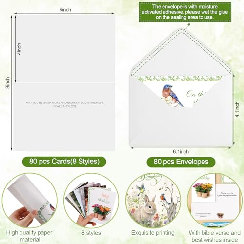 Zhanmai 80 Pcs Christian Birthday Card Bible Verse, Scenic Style - style: Scenic Style