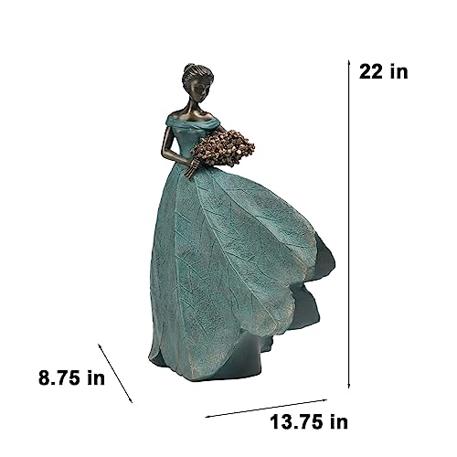 Guichifun Fairy Statue 22IN Leaf Angel Girls Resin Home Decoration - color: Green-flower, size: X-Large
