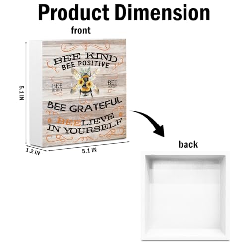 Inspirational Bee Decorations Wooden Box Sign, Vintage Bee Decor - color: white 0356
