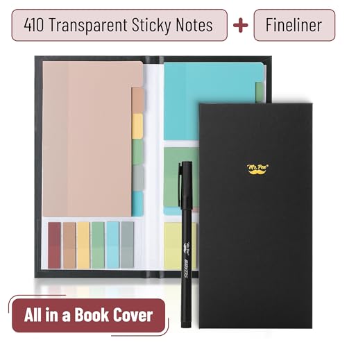 Mr. Pen- Transparent Sticky Notes Set, 410 Pack - color: Morandi, size: 1 Set