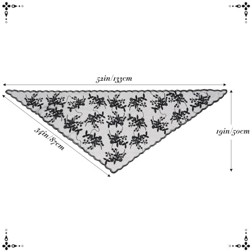 Lystaii Triangle Lace Mantilla Veil Catholic Chapel Head Covering Scarf - color: Black