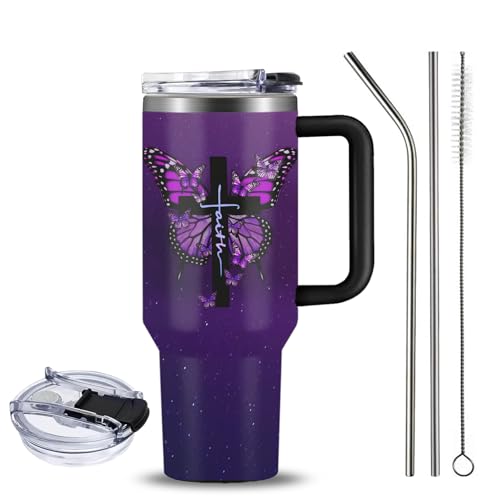 Christian Gifts for Women, 30 oz I Can Do All Things Christ Tumbler With Handle, Inspirational Religious Birthday Gifts for Faith Cup, Christian Jesus God Bible Verse Pastor Prayer Gift for Christmas - color: I Can Do All Things Christ01-Purple, size: 30