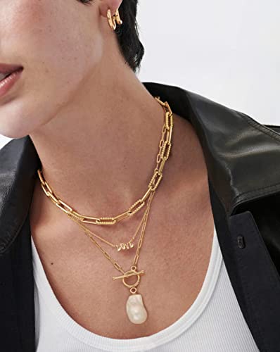 SOFYBJA Saint Benedict Necklace Drop 18K Gold Toggle Medallion Coin Cross Pendant Necklaces Religious Jewelry Catholic Gift for Women - color: Baroque pearl