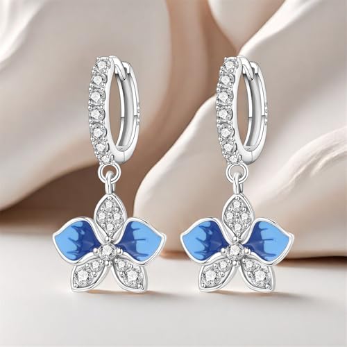 925 Sterling Silver Drop & Dangle Earrings for Women,Butterfly Dragonfly and Bee|Flower and leaf Earrings, Suitable for Sensitive Ears Fashion Jewelry Gift- Hypoallergenic Earrings - color: Butterfly Orchid