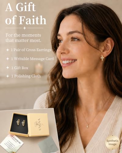 Cross Hoop Earrings for Women, Cross Stud Christian Faith Jewelry Gift