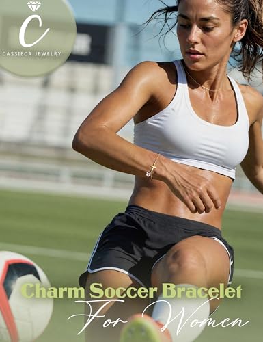 CASSIECA Gold Bracelets for Women 14K Gold Plated Cross Sport Link Chain - color: Soccer