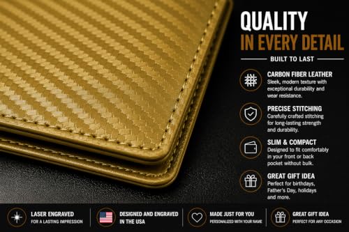 LaserGram Personalized Wallet, Christian Cross (Carbon Fiber Gold) - color: Carbon Fiber Gold