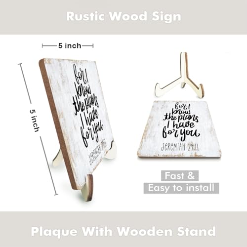 Motivational Wood Sign Rustic Desk Decor Home House Office Work Table Desk Accessories Decorative Christian Religious Bible Verse Faith Decorations Office Supplies Living Room Cubicle Decor - color: PlanForYou