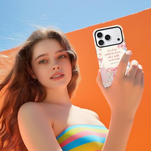 Jesus Bow Collage Phone Case for iPhone 17 Pro/Phone 18 Pro 6.3'' - color: Bible verses pink bow, size: iPhone 17 Pro/Phone 18 Pro