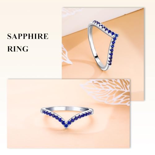Moissanite Wedding Bands Crisss Cross/Curve/Wishbone Eternity Rings for Her - color: B. Chevron - Sapphire