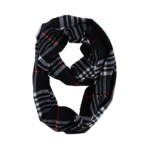 Unisex Women's Stylish Plaids & Check Cashmere Winter Infinity Cowl Scarf - color: Black