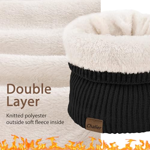 Chalier Infinity Scarf Neck Warmer, Fleece Lined Winter Scarves - color: D-inky