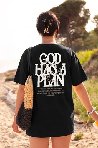 Christian Shirts for Women God is Good Shirt Oversized Jesus Faith Tshirt - color: B-black, size: Medium