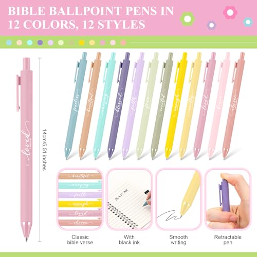 12 Sets Christian Gifts Bulk Prayer Journal, Pen, Macaron Color, Simple - color: Macaron Color, size: Simple
