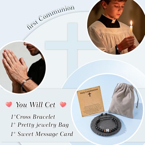 Cross Bracelet Beads Christian Bracelet for Boys Birthday Religion Gifts - style: Every Day