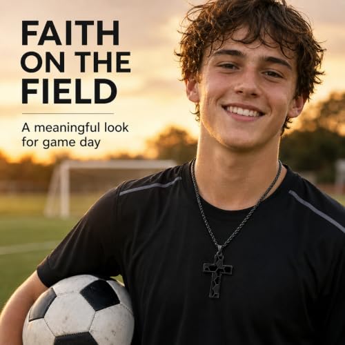 Smilelife Soccer Baseball Basketball Football Cross Necklace for Boys Men - style: Soccer