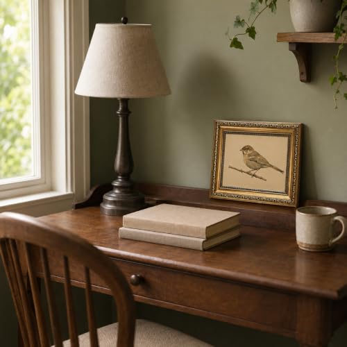 Vintage Bird Wall Art Gold Framed Sparrow on Branch Animal Wall Decor - color: Sparrow, size: 10"L x 8"W