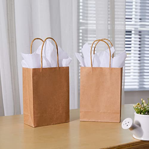 SUNCOLOR 50 Pieces Brown Small Gift Bags with Handles, 6" Mini Goodie Bags for Party Favors Birthday Treat Bags - color: Brown(Pack of 50)
