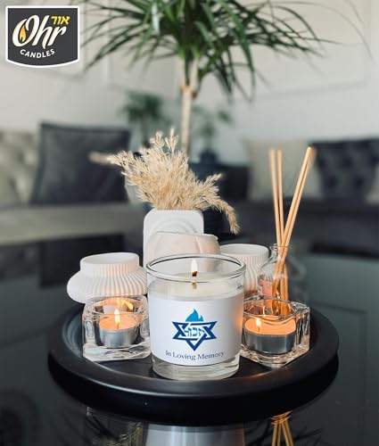 Ohr Yahrzeit Memorial Candles - 1 Day & 24 Hour Yom Kippur Jewish Candles in Glass Tumbler - 12 Pack