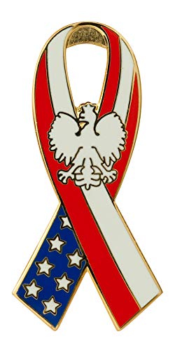 Polart | Polish Lapel Pin - Polska Pin with Butterfly Clutch - Poland Gifts for Suits, Bags, Hats, and Collectors of Jewelry Lapel Pins and Brooches (for Men & Women) - style: American Flag Ribbon