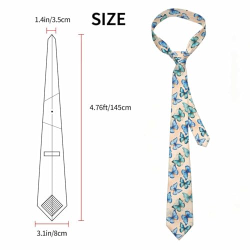 Neckties for Men Silver Star American Flag Men's Ties for Church Worship Wedding Formal - color: Butterflies 03