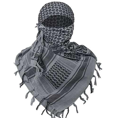 Aonal Military Shemagh Tactical Desert Scarf, Keffiyeh Scarf for Men - color: Grey