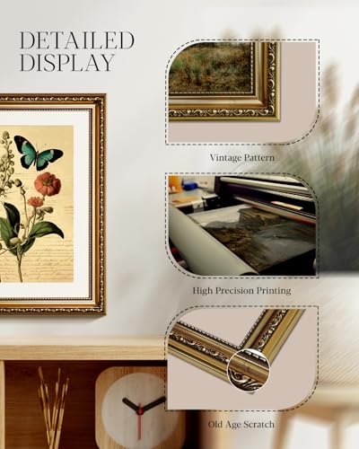 HUARCEY Vintage Framed Butterfly Botanical Canvas Wall Art 13x16 Inch - color: Blue Morpho, size: 16"L x 13"W