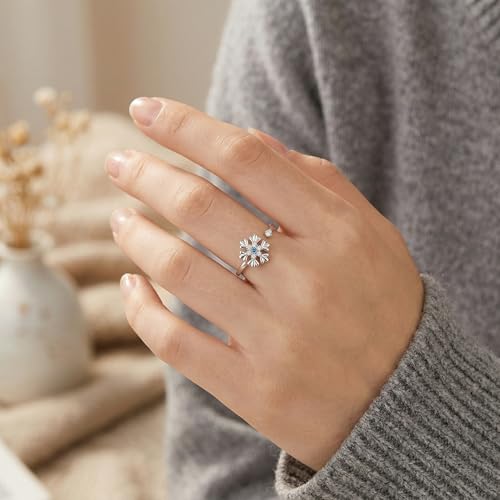 Dorunmo Adjustable Open Rings 925 Sterling Silver Cute Animal Rings for Women Vintage Jewelry Gifts - style: Snowflake