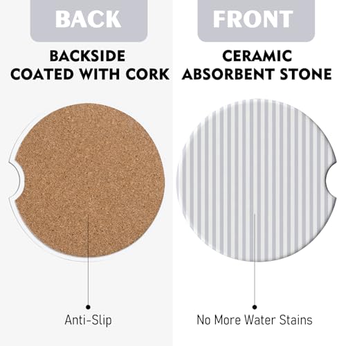 2 Pack Car Coasters for Cup Holders, Cute Car Accessories Interior (Gray Stripes) - color: Gray Stripes