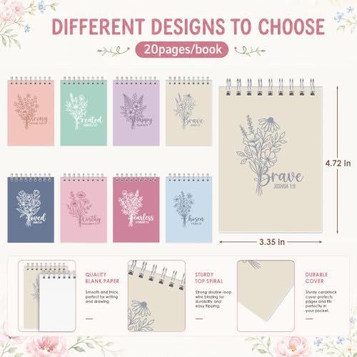 Sprial Notebooks with Pens Bulk, 48 Pack, 5.5 x 4.7 Inch, Verse - color: Morandi Minimalist Scripture