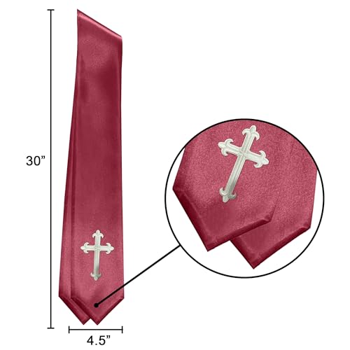 Priest White Stole 60 Inch Gold Cross Embroidery Church - color: Marooon Stole + White Cross
