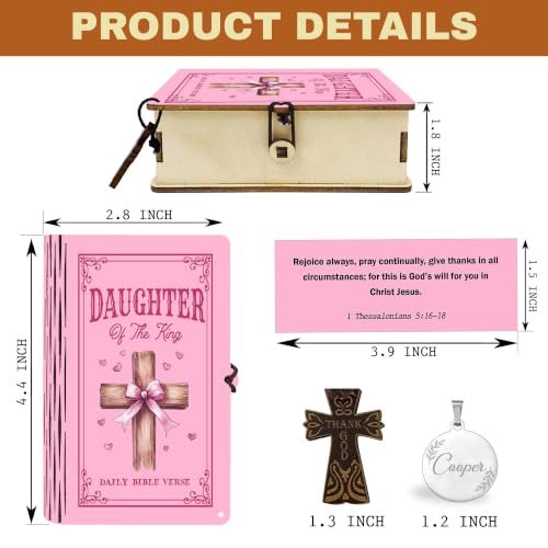 Personalized Daughter Bible Verse Box, 150 Prayer Cards, Custom Name with Keychain, Bible Verses With Wooden Box for Emotion, Inspirational Scriptures, Christian Bible Gifts for Women - color: Daughter Bible
