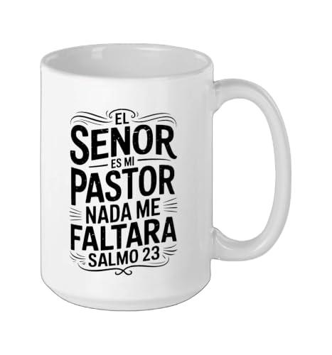 Spanish Christian With a Bible Verse Quote El Senor Es Mi Ceramic Mug, White, 15oz - color: White, size: 15 Ounces
