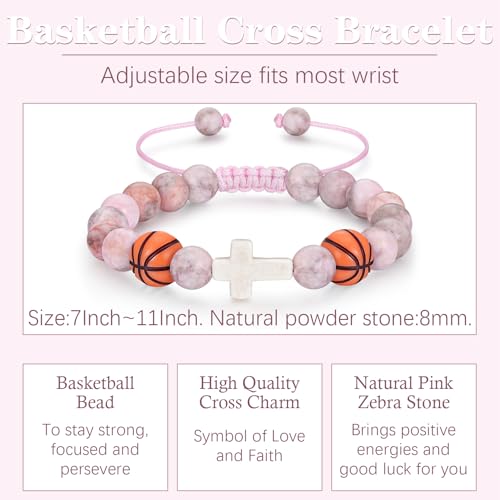 Bracelets for Girls Cross Soccer Bracelets Birthday Gifts for Girl - color: 5# Basketball Girl
