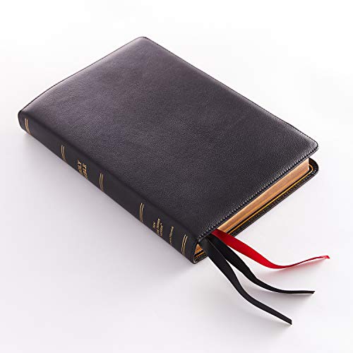 NKJV, Thinline Reference Bible, Large Print, Premium Goatskin Leather, Black, Premier Collection, Comfort Print: Holy Bible, New King James Version