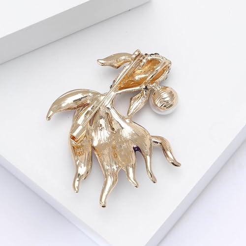 Bohemian Fish Brooch and Pins for Women Colorful Rhinestone Enamel Koi Pin Summer Clothing Hats Accessories Jewelry Gift