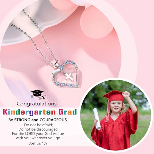UPROMI Cross Necklace for Girls Back to School Baptism Graduation Gifts - style: Kindergarten Graduation