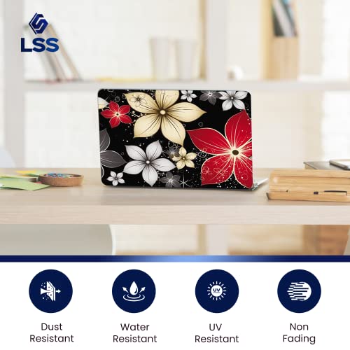 LSS 15 15.6 Inches Laptop Notebook Skin Sticker with 2 Wrist Pads - Reusable Cover Protector Vinyl Sticker Cover Decal Fits 13" - 16" HP Asus Acer Samsung - Black Grey Flower Leaves - color: Black Grey Flower Leaves, size: 13" - 16"