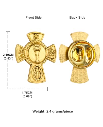 Cottvott Holy Spirit Enamel Dove Lapel Pins/Holy Chalice Pins Catholic Crucifix Jesus Cross Lapel Pins Religious Brooches Women Men Christian Party Favors - color: 5pcs-four ways cross-gold color