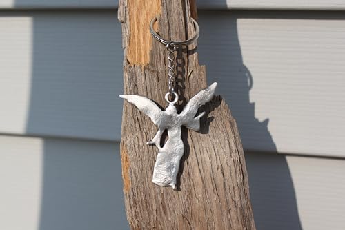 Angel Keychain Hand Made Fine Pewter Guardian Angel Key Chain Key Ring