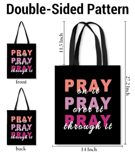 Aesthetic Canvas Tote Bag for Women Man,Christian Bible Verse Reusable Grocery Shoulder Bag for Shopping Work Travel - color: Pary